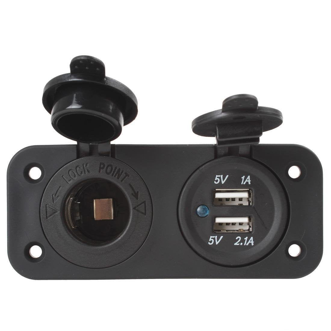 DS5-1011/2013  DC 12V 24V Cigarette Socket + Dual USB with Two Hole Panel