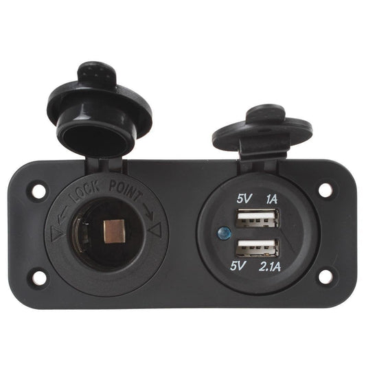 DS5-1011/2013  DC 12V 24V Cigarette Socket + Dual USB with Two Hole Panel
