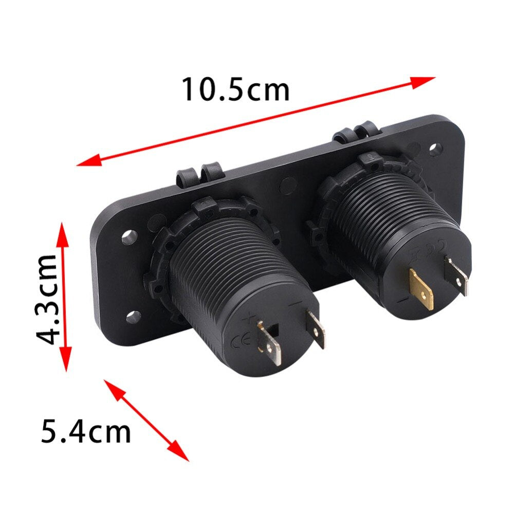 DS5-1011/2013  DC 12V 24V Cigarette Socket + Dual USB with Two Hole Panel