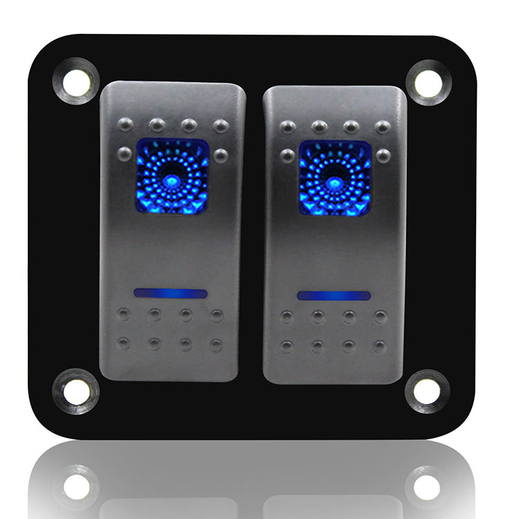 YJ-SP-A02 12V 24V 2 Gang Slimline LED Rocker Switch Panel for 4WD Boat Caravan