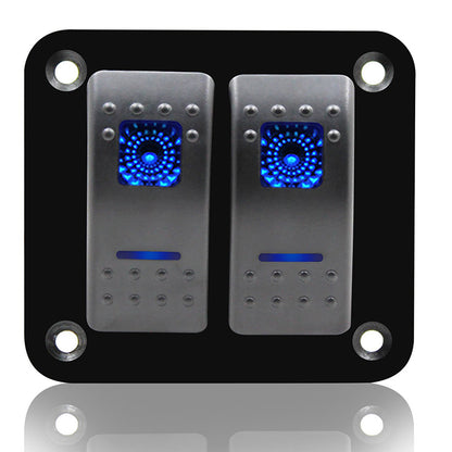 YJ-SP-A02 12V 24V 2 Gang Slimline LED Rocker Switch Panel for 4WD Boat Caravan