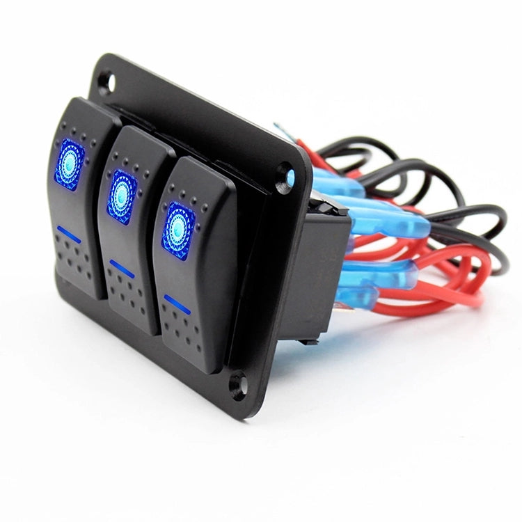 YJ-SP-A03 12V 24V 3 Gang Slimline LED Rocker Switch Panel for 4WD Boat Caravan