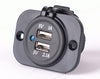 YJ-DS2213 Dual USB Car Charger Socket Waterproof Power Outlet 12V/24V 1.0A & 2.1A with One Hole Panel
