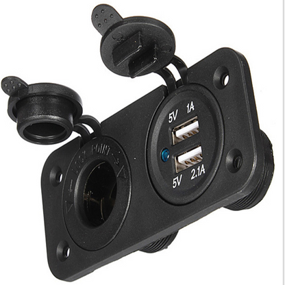 DS5-1011/2013  DC 12V 24V Cigarette Socket + Dual USB with Two Hole Panel