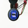 DS2019 Dual USB Car Charger Socket Waterproof Power Outlet 12V/24V 2.1A & 2.1A with Blue LED Light