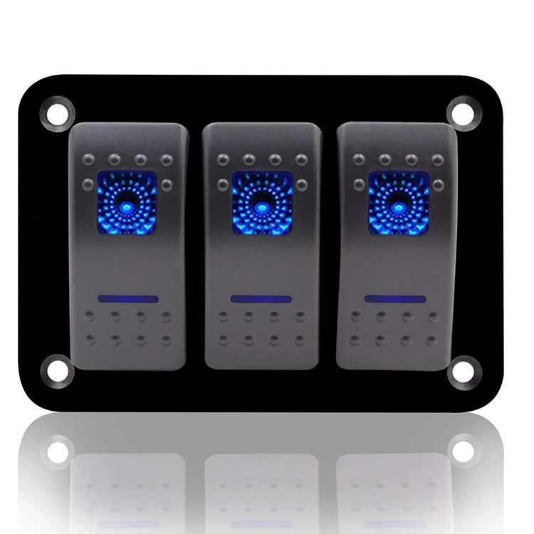 YJ-SP-A03 12V 24V 3 Gang Slimline LED Rocker Switch Panel for 4WD Boat Caravan