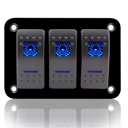 YJ-SP-A03 12V 24V 3 Gang Slimline LED Rocker Switch Panel for 4WD Boat Caravan
