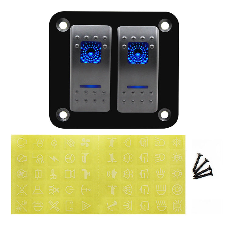 YJ-SP-A02 12V 24V 2 Gang Slimline LED Rocker Switch Panel for 4WD Boat Caravan
