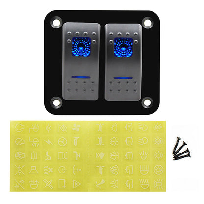 YJ-SP-A02 12V 24V 2 Gang Slimline LED Rocker Switch Panel for 4WD Boat Caravan