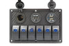YJ-SP-007-P 12V 24V 6 Gang LED Rocker Switch Panel USB Car Charger for 4WD Boat Caravan