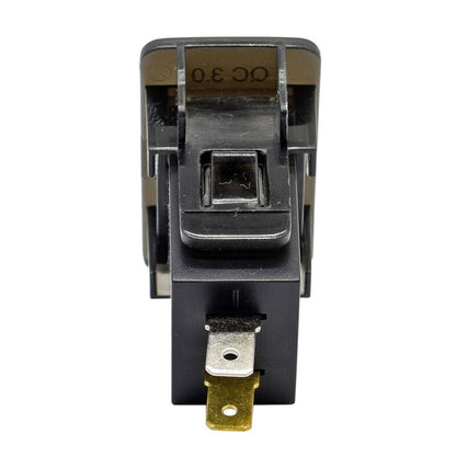YJ-DQ-T001N Dual QC3.0 USB Charger with Volt Display for Small Toyota Push Button Switch Blue LED - New Model