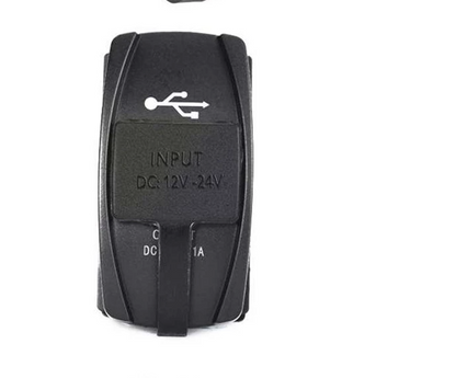 YJ-UCC-T004 3.1A DC 5V 12-24V Rocker Style Car USB Charger - with Blue LED Light Dual USB Power Socket