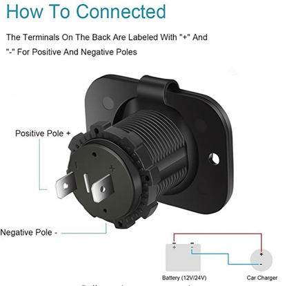 DS1211 12~24V Power Cigarette Lighter Socket with Panel for Flush & Surface Mount