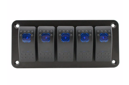 YJ-SP-A05 12V 24V 5 Gang Slimline LED Rocker Switch Panel for 4WD Boat Caravan