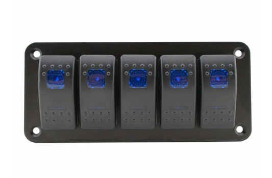 YJ-SP-A05 12V 24V 5 Gang Slimline LED Rocker Switch Panel for 4WD Boat Caravan