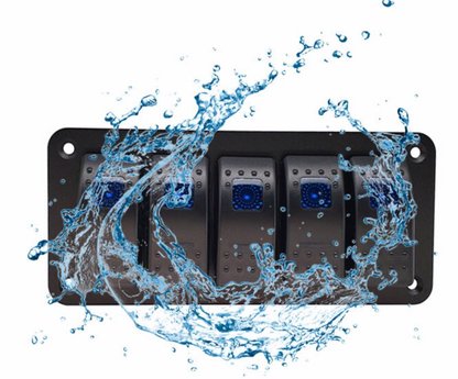 YJ-SP-A05 12V 24V 5 Gang Slimline LED Rocker Switch Panel for 4WD Boat Caravan
