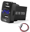 YJ-UVU-T001N Dual USB Charger + Volt Display for Small Toyota Push Button Switch Blue LED - New Model
