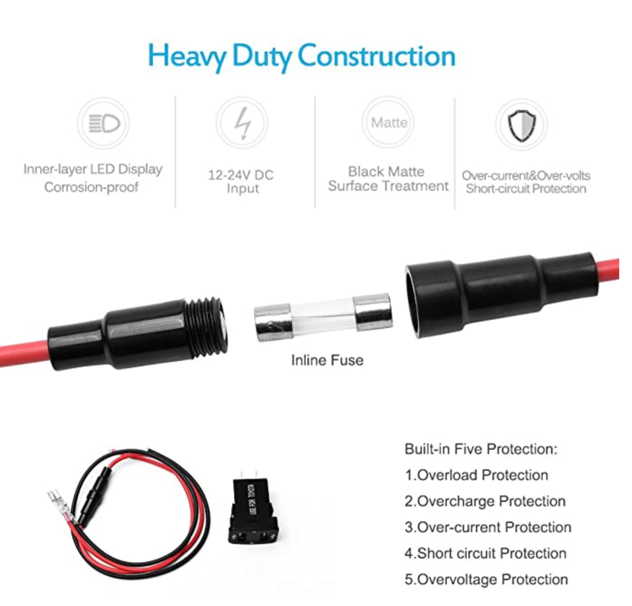 YJ-UVU-T001N Dual USB Charger + Volt Display for Small Toyota Push Button Switch Blue LED - New Model