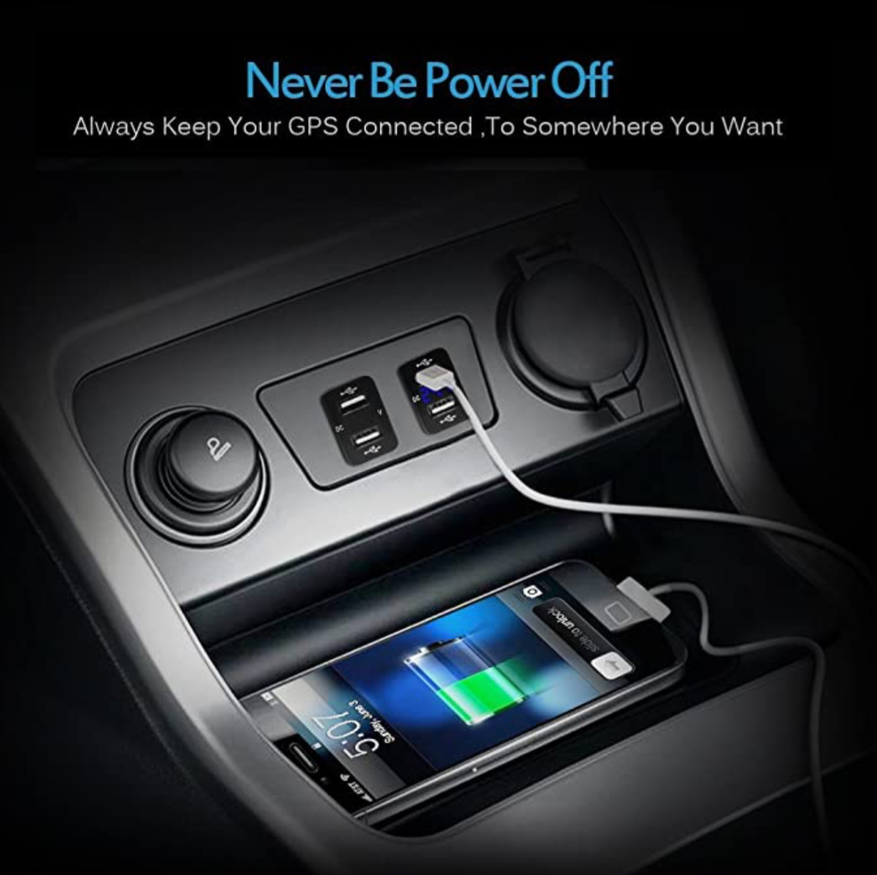 YJ-VU-T001N Single USB Charger + Volt Display for Small Toyota Push Button Switch Blue LED - New Model