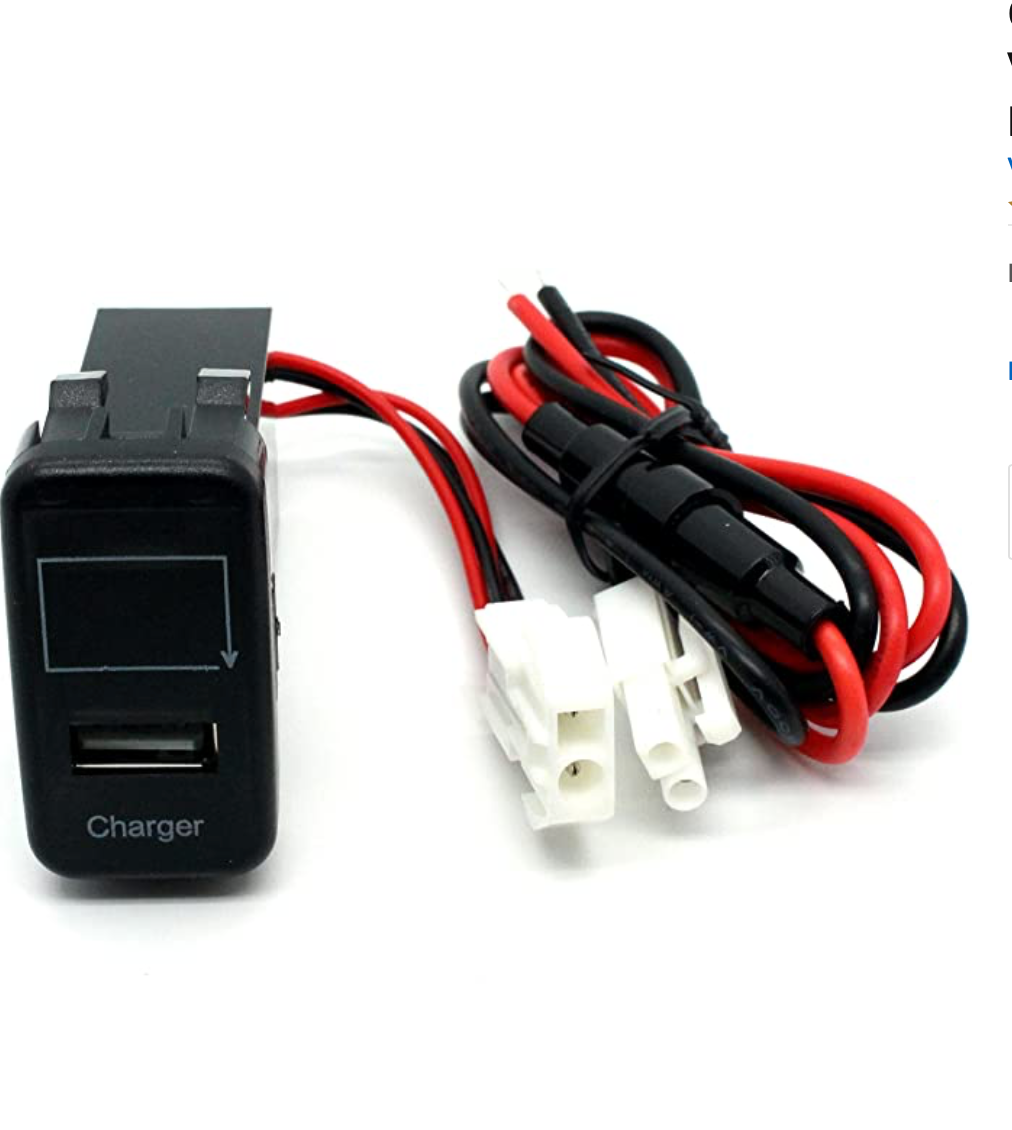 YJ-VU-T001N Single USB Charger + Volt Display for Small Toyota Push Button Switch Blue LED - New Model