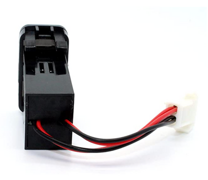 YJ-VU-T001N Single USB Charger + Volt Display for Small Toyota Push Button Switch Blue LED - New Model