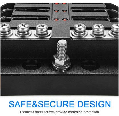 YJ-FB-6-N 6-Way Fuse Box Blade Fuse Block Holder Screw Nut Terminal W/Negative Bus