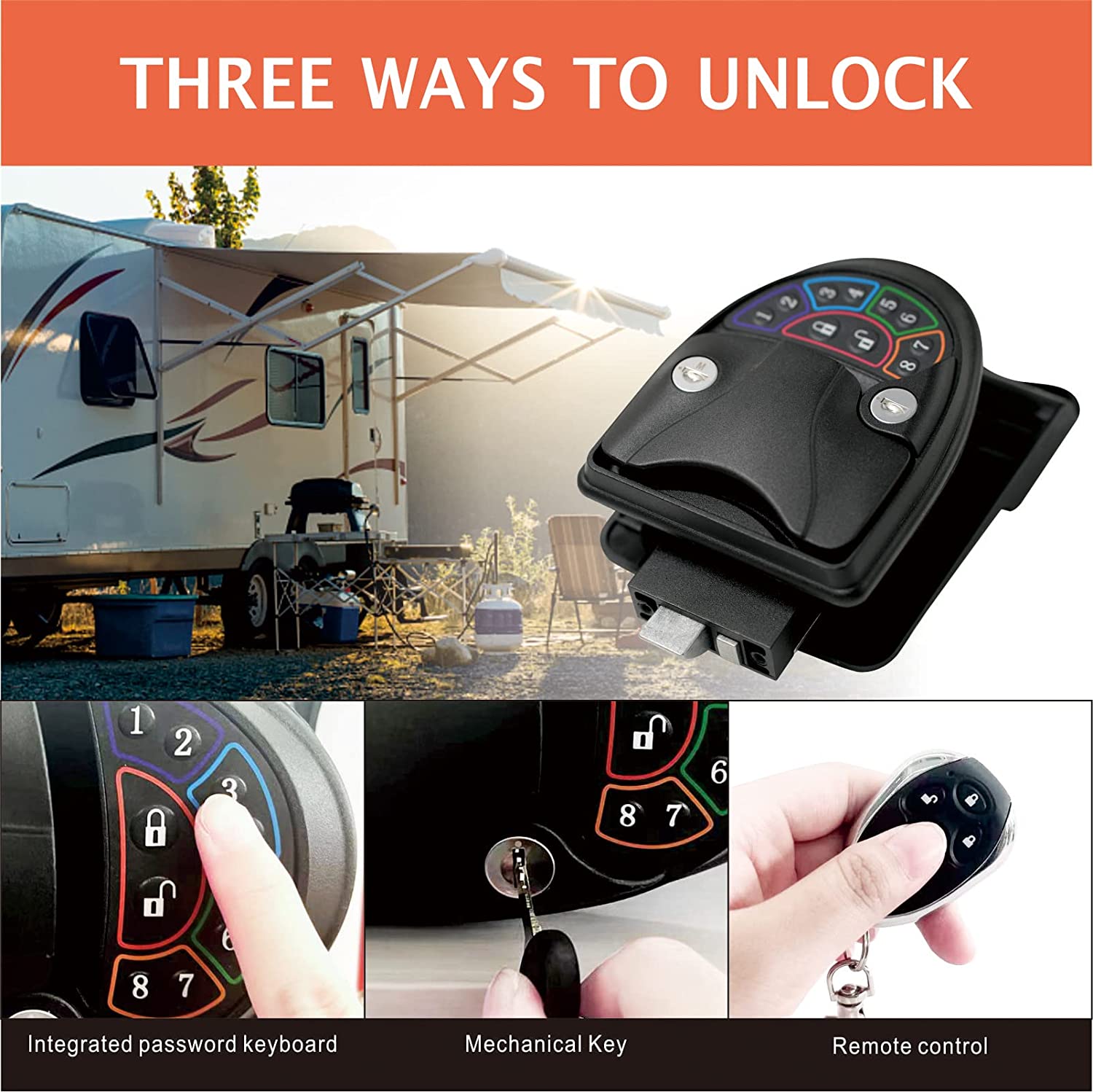 RV Keyless Entry Door Lock with Remote Control FOB & Keypad for Carava ...