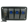 YJ-SP-AC3 12V 24V 3 Gang Slimline LED Rocker Switch Panel USB Car Charger for 4WD Boat Caravan