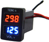 YJ-TV-T001N Digital Voltmeter Temperature Gauge 2 in 1 LED Display for Small Toyota Push Button Switch - New Model