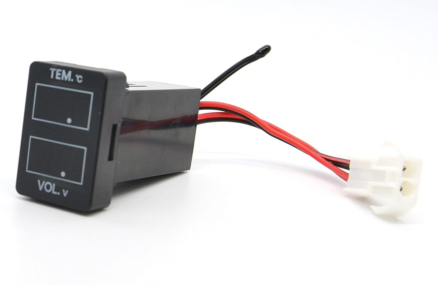 YJ-TV-T001N Digital Voltmeter Temperature Gauge 2 in 1 LED Display for Small Toyota Push Button Switch - New Model