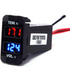 YJ-TV-T001O Digital Voltmeter Temperature Gauge 2 in 1 LED Display for Large Toyota Push Button Switch - Old Model
