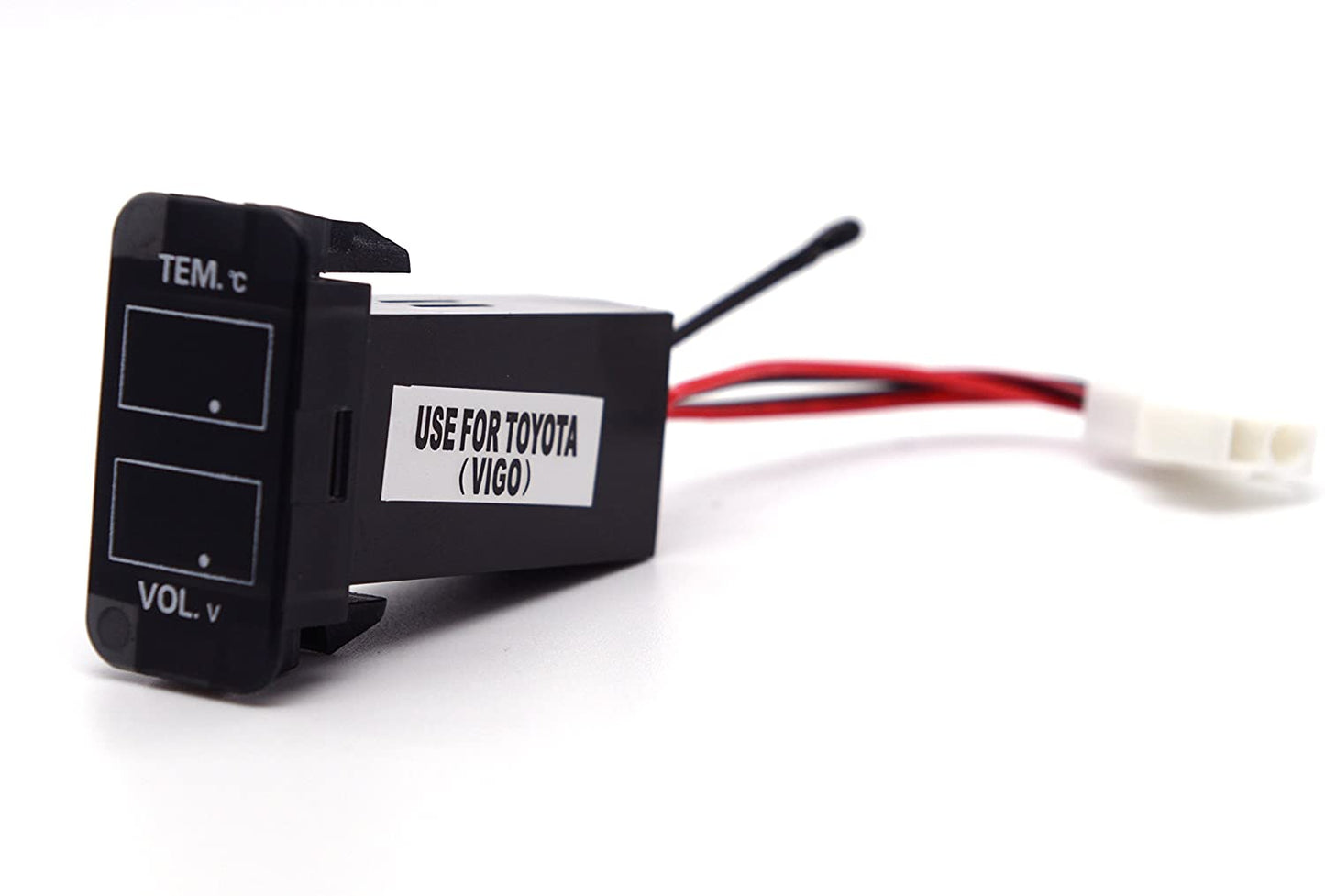 YJ-TV-T001O Digital Voltmeter Temperature Gauge 2 in 1 LED Display for Large Toyota Push Button Switch - Old Model