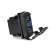 YJ-UCC-T008Q Dual QC 3.0 USB Car Charger Universal Rocker Style - Blue LED Digital Display Voltmeter Monitor Battery Voltage