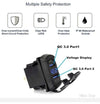 YJ-UCC-T008Q Dual QC 3.0 USB Car Charger Universal Rocker Style - Blue LED Digital Display Voltmeter Monitor Battery Voltage