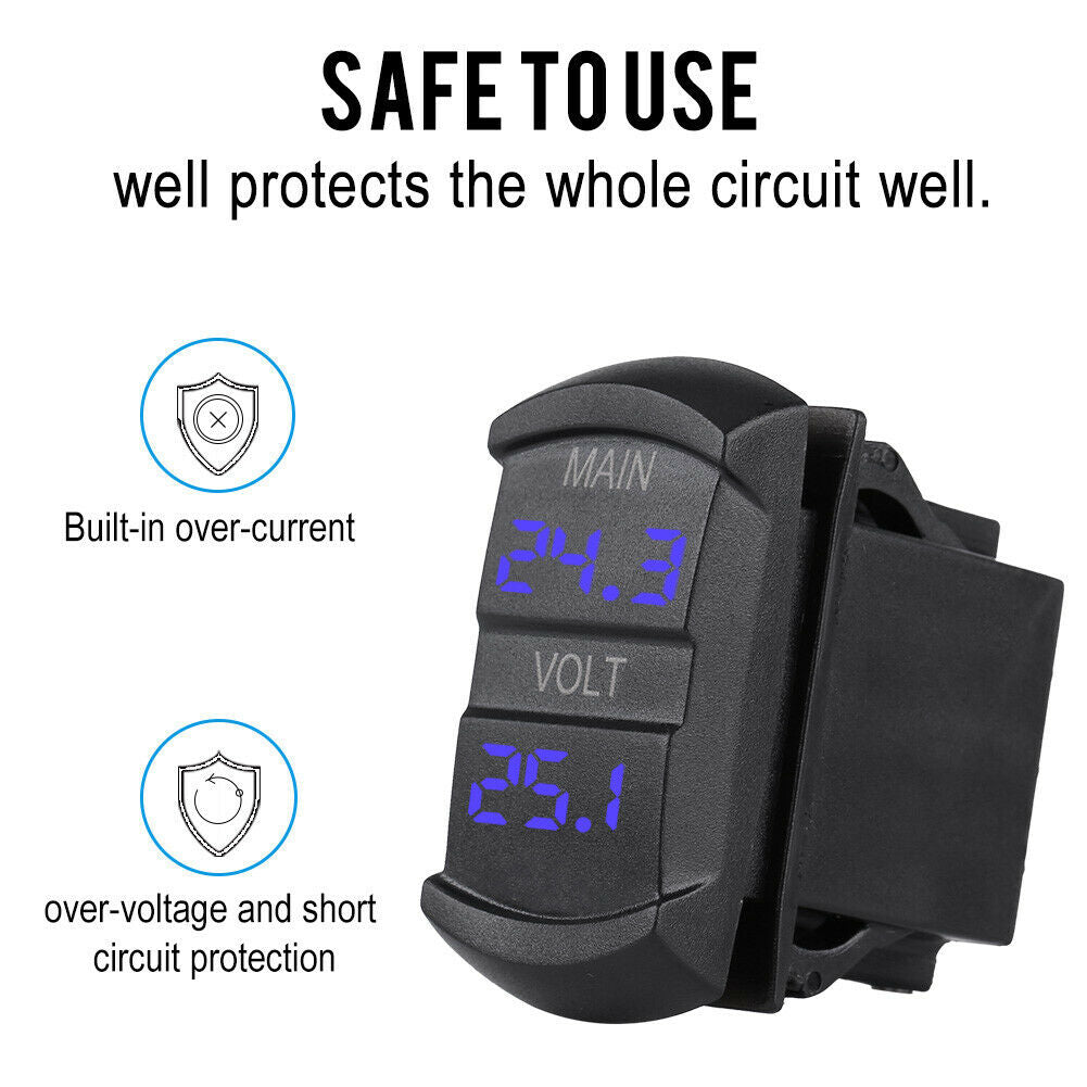YJ-UCC-T008V Dual LED Digital Battery Voltage Meter Voltmeter Gauge Monitor Panel For Car RV Boat