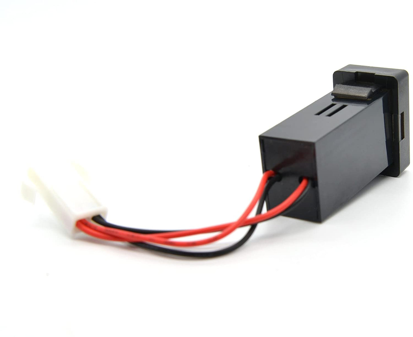 YJ-VU-T001N Single USB Charger + Volt Display for Small Toyota Push Button Switch Blue LED - New Model