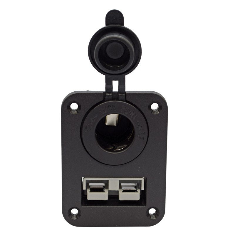 YJ-AD02 50A Anderson Plug Panel Flush Surface Mount with Cigarette Lighter Socket for Caravan Camper Boat Truck SB50
