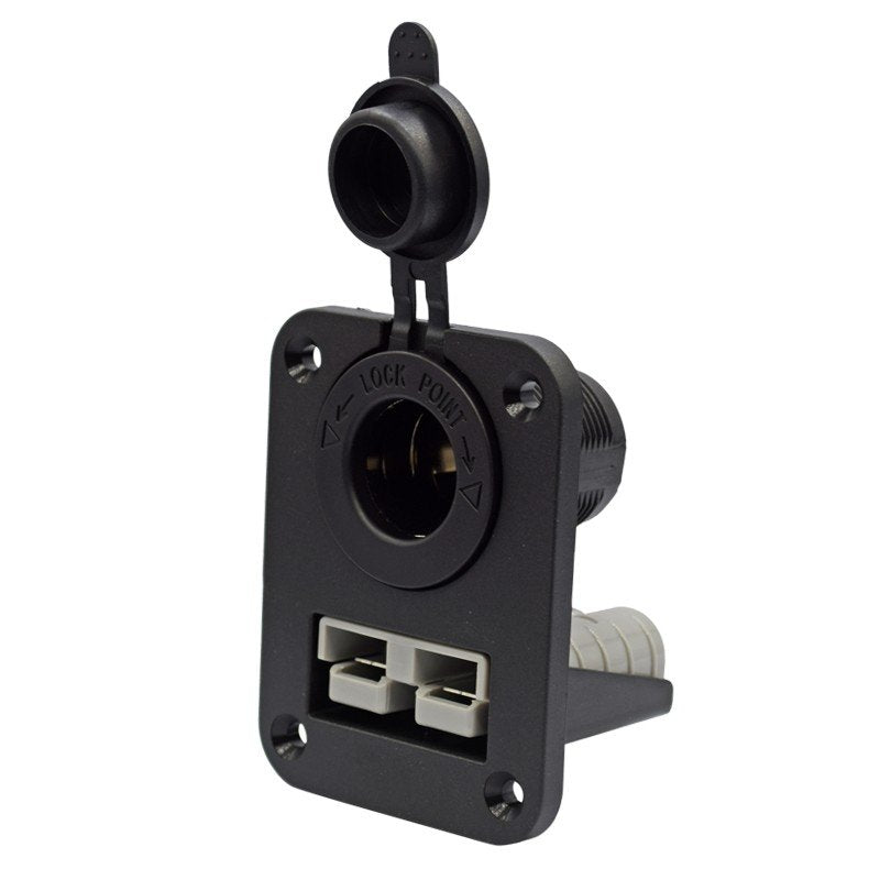 YJ-AD02 50A Anderson Plug Panel Flush Surface Mount with Cigarette Lighter Socket for Caravan Camper Boat Truck SB50