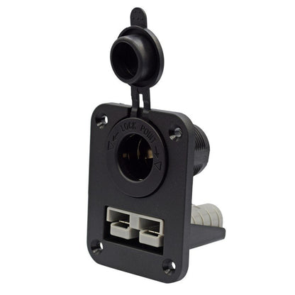 YJ-AD02 50A Anderson Plug Panel Flush Surface Mount with Cigarette Lighter Socket for Caravan Camper Boat Truck SB50