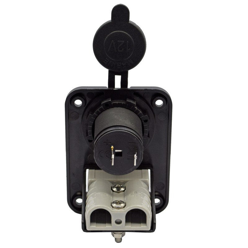 YJ-AD02 50A Anderson Plug Panel Flush Surface Mount with Cigarette Lighter Socket for Caravan Camper Boat Truck SB50