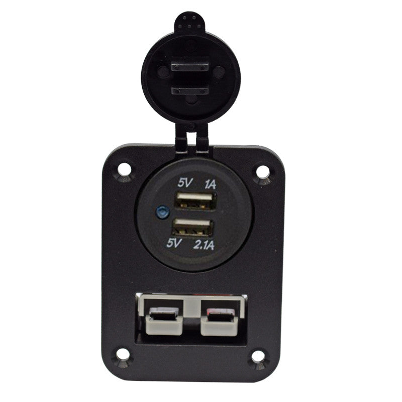 YJ-AD03 50A Anderson Plug Panel Flush Surface Mount with Dual USB Charger for Caravan Camper Boat Truck SB50
