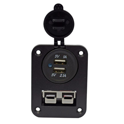 YJ-AD03 50A Anderson Plug Panel Flush Surface Mount with Dual USB Charger for Caravan Camper Boat Truck SB50