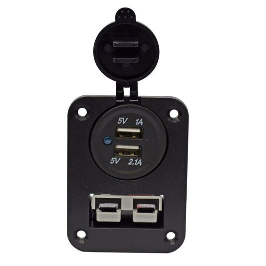 YJ-AD03 50A Anderson Plug Panel Flush Surface Mount with Dual USB Charger for Caravan Camper Boat Truck SB50
