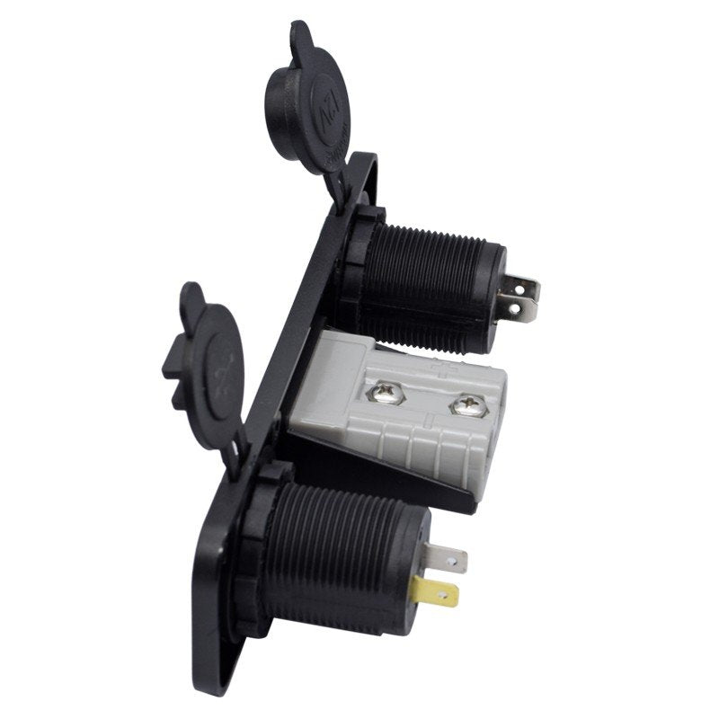 YJ-AD04 50A Anderson Plug Panel Flush Surface Mount with Cigarette Lighter Socket & Dual USB Charger for Caravan Camper Boat Truck SB50