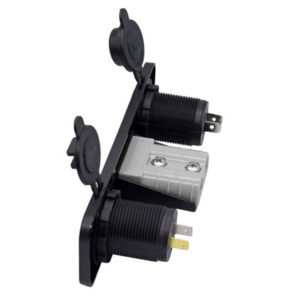 YJ-AD04 50A Anderson Plug Panel Flush Surface Mount with Cigarette Lighter Socket & Dual USB Charger for Caravan Camper Boat Truck SB50
