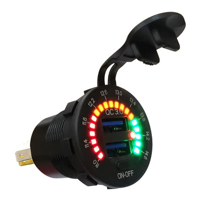 YJ-DS2049 12V/24V Dual QC3.0 Quick Charge 3.0 Dual USB Car Charger Socket with LED Voltmeter & Switch