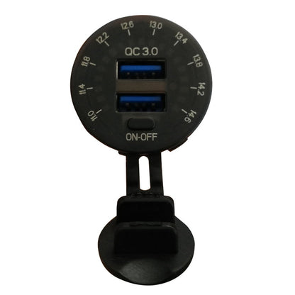 YJ-DS2049 12V/24V Dual QC3.0 Quick Charge 3.0 Dual USB Car Charger Socket with LED Voltmeter & Switch
