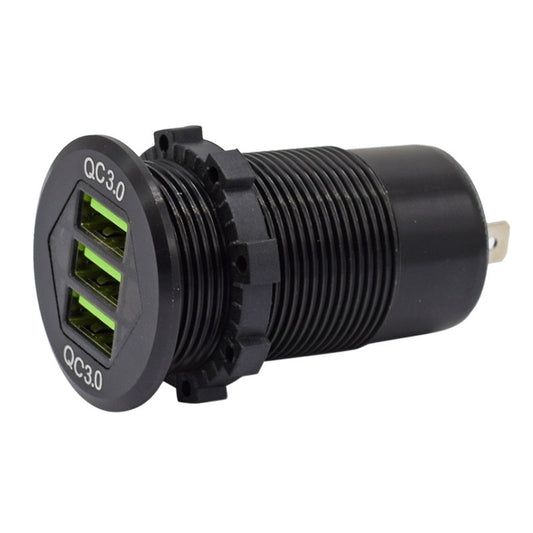 YJ-DS2158 12V/24V Triple QC3.0 Quick Charge 3.0 Dual USB Car Charger Socket