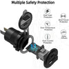 YJ-DS2192 48W 12V/24V Type C PD QC3.0 Quick Charge 3.0 Dual USB Car Charger Socket with LED Voltmeter & Switch