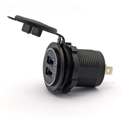 YJ-DS8009S 12V/24V QC3.0 Quick Charge 3.0 Dual USB Car Charger Socket with Touch Switch